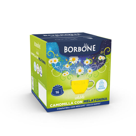 16 Capsules Borbone Pour TISANE CAMOMILLE et MÉLATONINE - Compatibles Nescafè® * Dolce Gusto® *