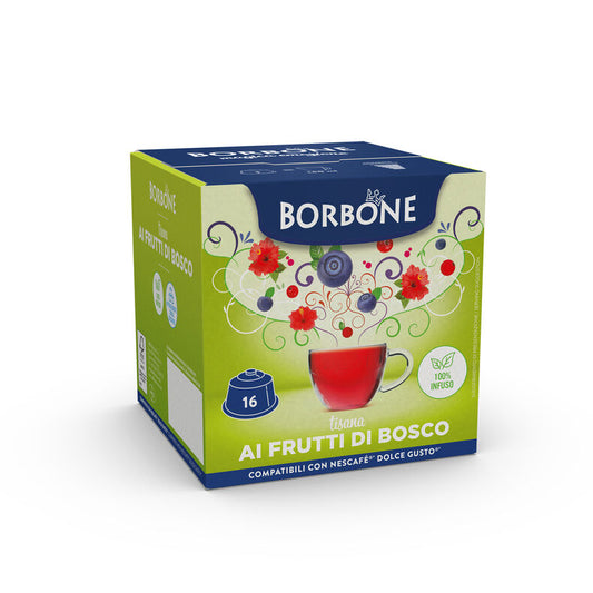 16 Capsules Borbone pour TISANE AUX FRUITS ROUGE - Compatibles Nescafè® * Dolce Gusto® *