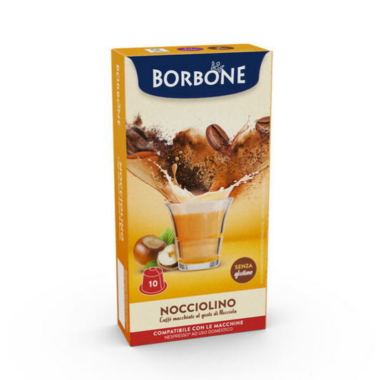 10 Borbone „NOCCIOLINO“ HASELNUSS-CAPPUCCINO-Kapseln – Nespresso®-kompatibel