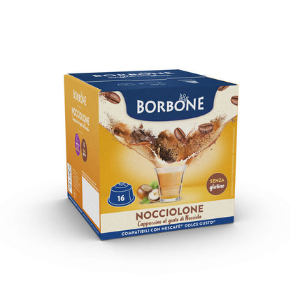 16 Capsules Borbone NOCCIOLONE (Cappuccino aux Noisettes) - Compatibles Nescafè®* Dolce Gusto®