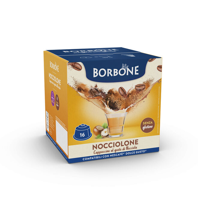 16 Capsules Borbone NOCCIOLONE (Cappuccino aux Noisettes) - Compatibles Nescafè®* Dolce Gusto®