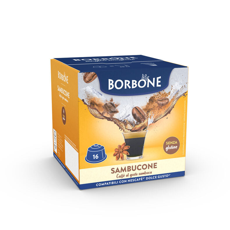16 Capsules Borbone Pour Boisson Soluble CAFÉ AU SAMBUCA - Compatibles Nescafè® * Dolce Gusto® *